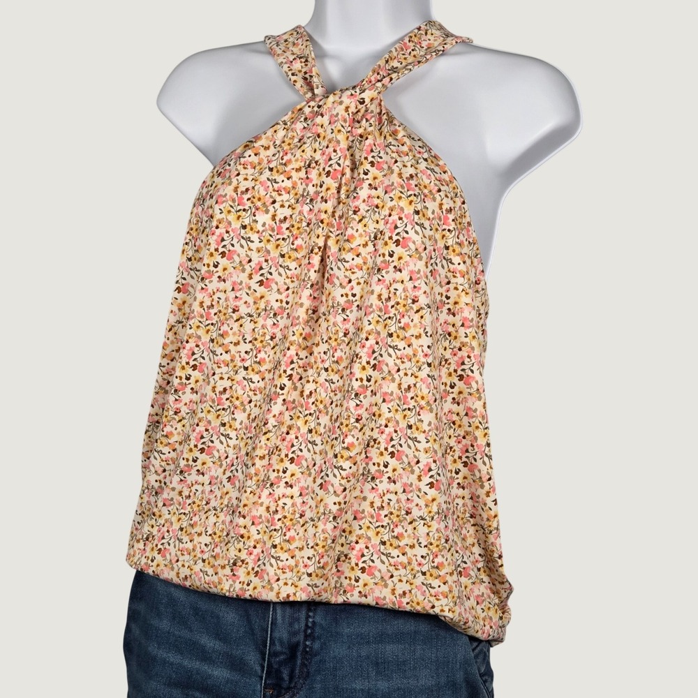 Lane Bryant NEW Womens 18/20 Twist Halter Neck Top Floral Pink Yellow Summer
